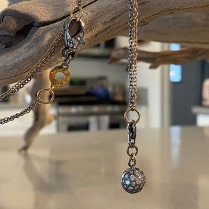 Roberto Marroni Diamond Lavalier Necklace, 18K Rose and White Gold. Italy.